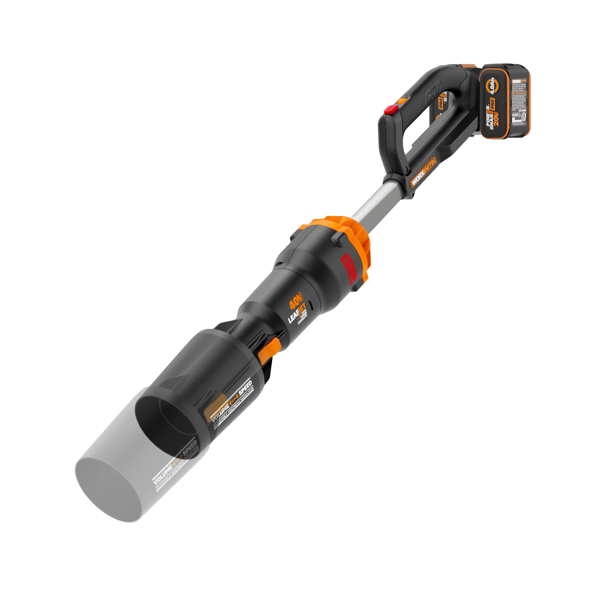 WORX Cordless Nitro Leaf Blower, Electric Blower with 620 CFM & 165 MPH, Blowers for Lawn Care with Brushless Motor & 3 Speed Control, 2 × 4.0 Ah Batteries & Charger Included, WG585