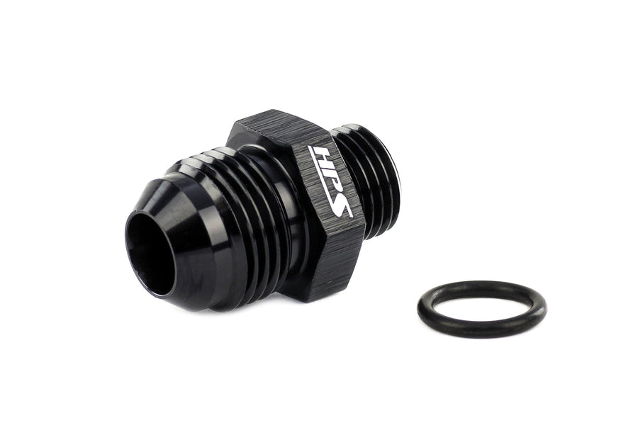 HPS AN Male To O-ring Boss (ORB) Port Thread AN920-06-05 Adapter Fitting, Aluminum, Size: AN-6 to 1/2-20 ORB, Angle: Straight, Black