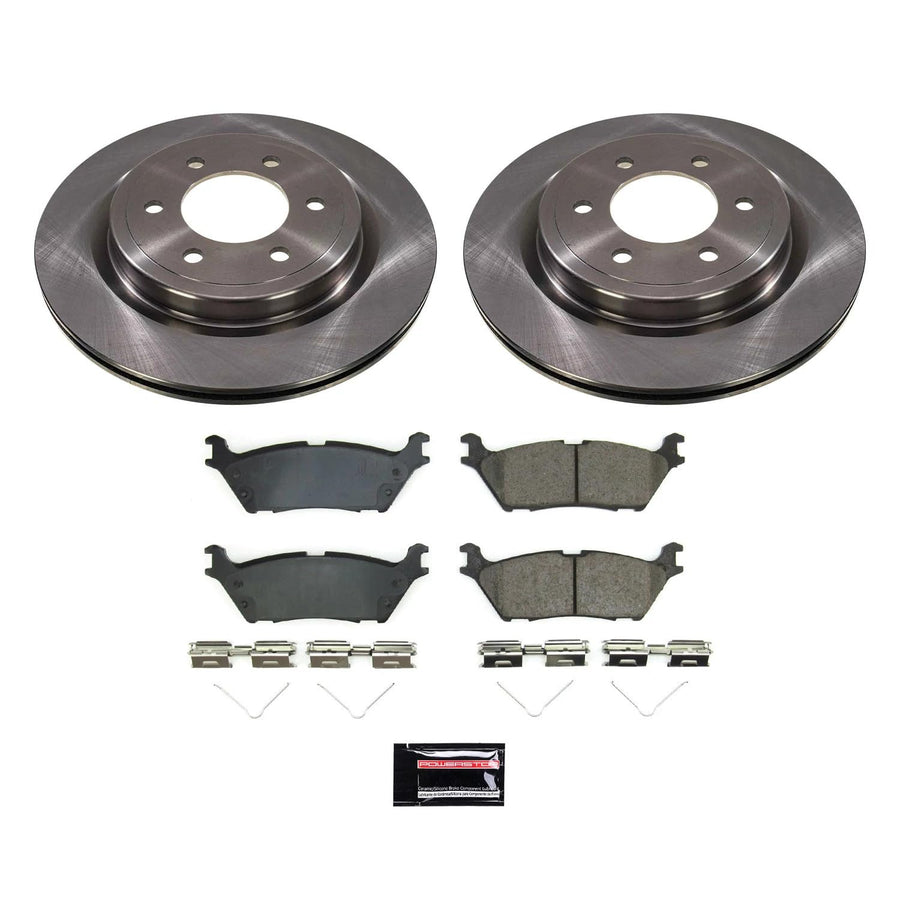 Power Stop KOE8764 Rear Brake Pad and Rotor Kit Stock Replacement Autospecialty For Ford Expedition 2022-2023, Ford F-150 2021-2023, Lincoln Navigator 2022 [Model Specific]