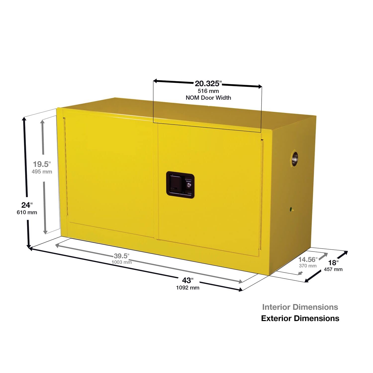 Eagle 15 Gallon Acid and Corrosive Steel Add On Safety Cabinet, 1 Shelf, 2 Self Closing Doors, Made in The USA, Blue, ADDCRA14X