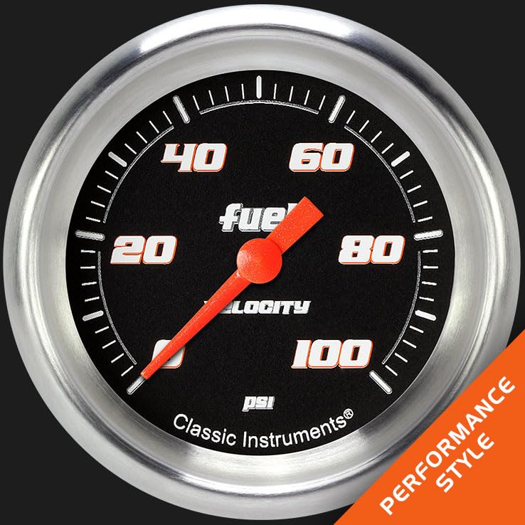 Velocity Classic Instruments Black 2 5/8" Fuel Pressure Gauge 100 PSI Electric VS346BAPF