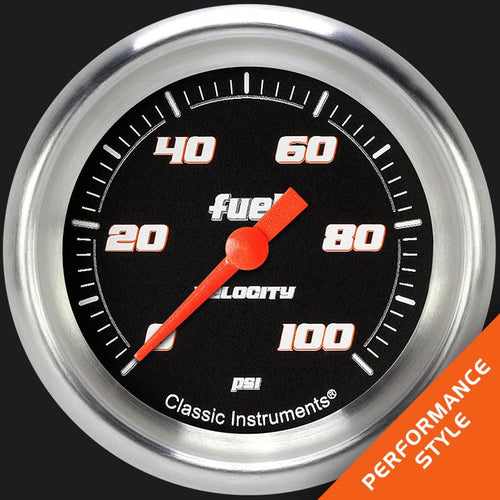 Velocity Classic Instruments Black 2 5/8" Fuel Pressure Gauge 100 PSI Electric VS346BAPF