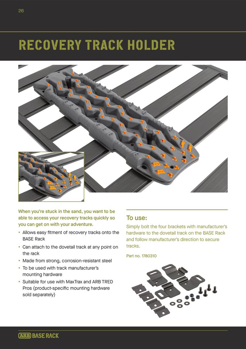 ARB 1780310 Traction Mat Mount Base Rack Recovery Boards Mount, Ideal for ARB Tred Pro Recovery Boards, Works on All ARB Base Rack Models