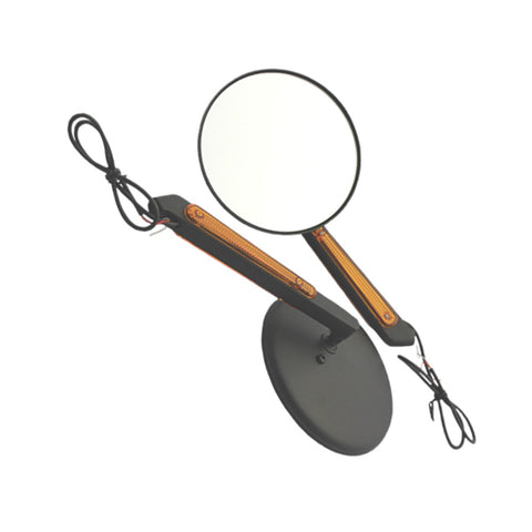 Black CIPA 01908 Round Motorcycle LED Lighted Mirror Kit