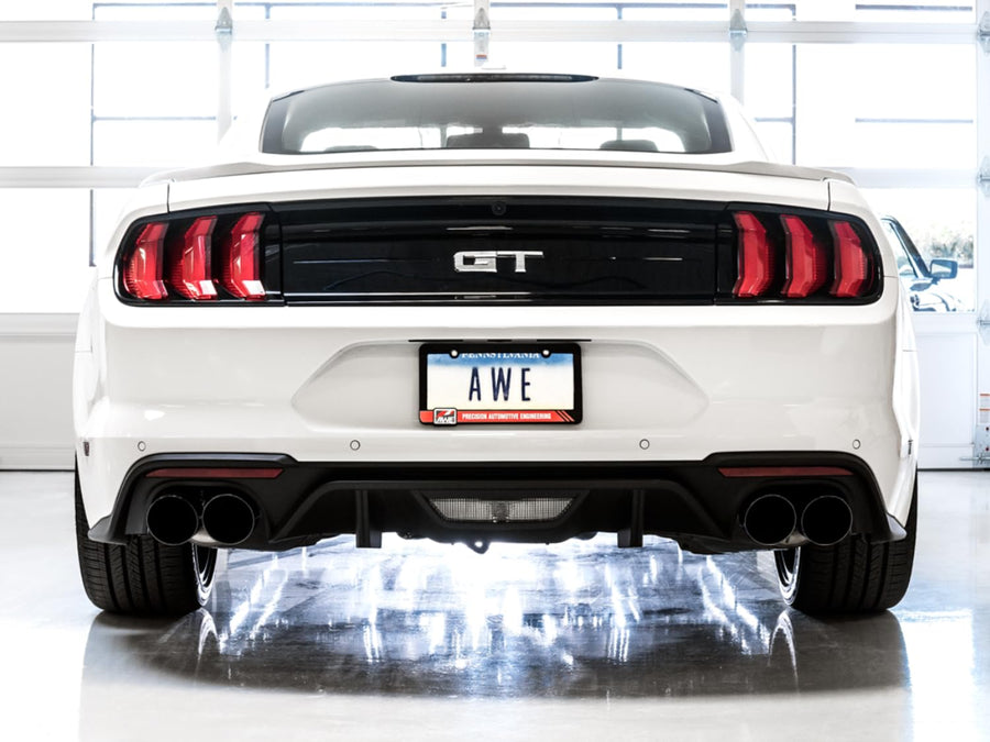 2018+ Ford Mustang GT (S550) AWE Tuning Cat-Back Exhaust - Touring Edition (Quad Diamond Black Tips) - 3015-43106
