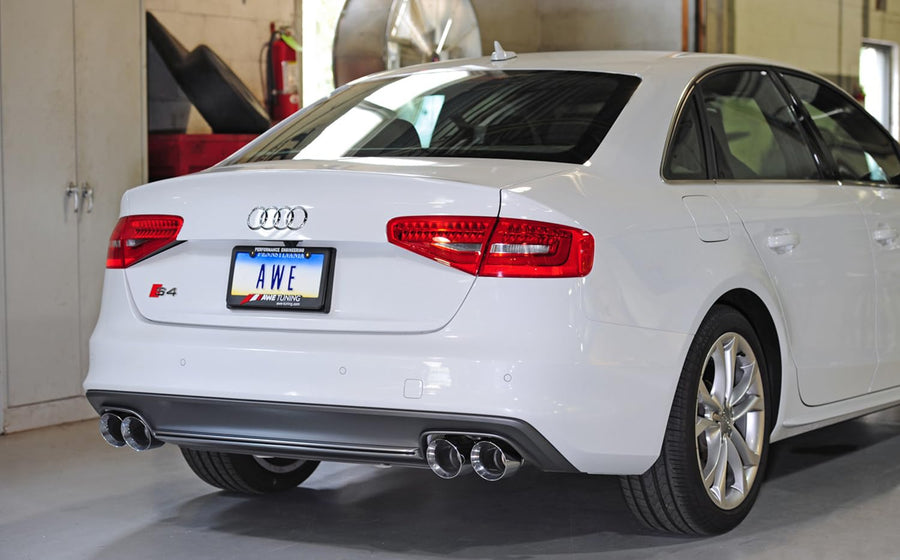 Audi AWE Tuning B8.5 S4 3.0T Track Edition Exhaust - Chrome Silver Tips (102mm) - 3020-42026