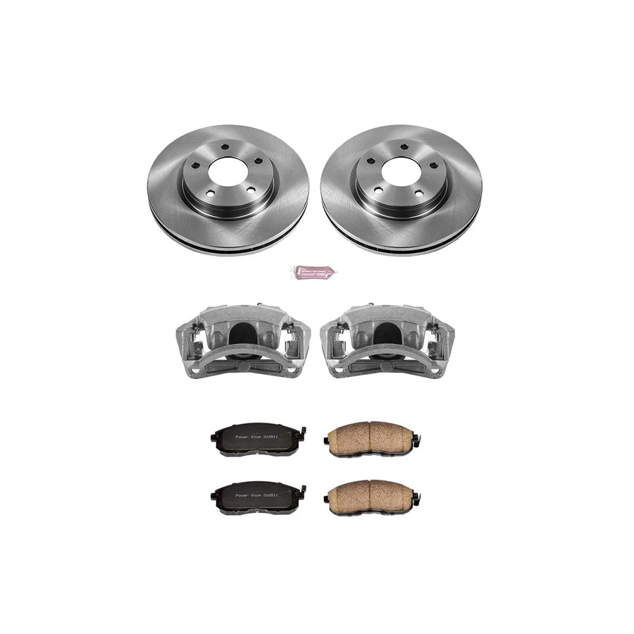 Power Stop KCOE6961 Replacement Autospeciality Front Caliper Kit- OE Rotors, Ceramic Brake Pads, Calipers For Nissan Sentra 2013-2019 [Model Specific]