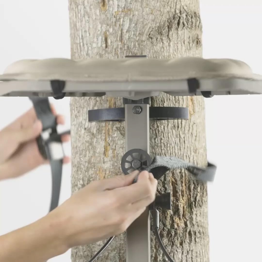 Echo NOVIX Lightweight Hang On Tree Stand - Cast Aluminum Platform Lock On Tree Stand, Adjustable Seat - Hunting Tree Stands & Accessories. USA Made, Classic