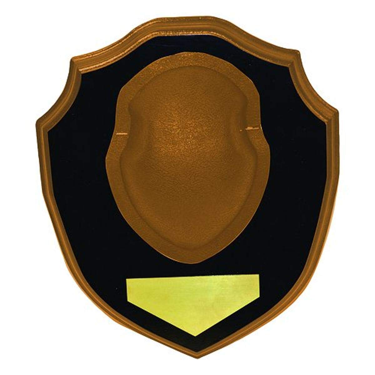 Deer Antler Mounting Plaque - Hunters Specialties Black Lacquered Hunting Plaque w/Grained-Vinyl Horn Cap, Brass Plate for Engraving, Hardware Included