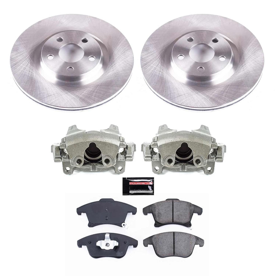 Power Stop KCOE7885 Front Caliper Brake Kit- Brake Rotors, Ceramic Brake Pads and Brake Calipers For Lincoln MKZ 2017-2020 [Model Specific]