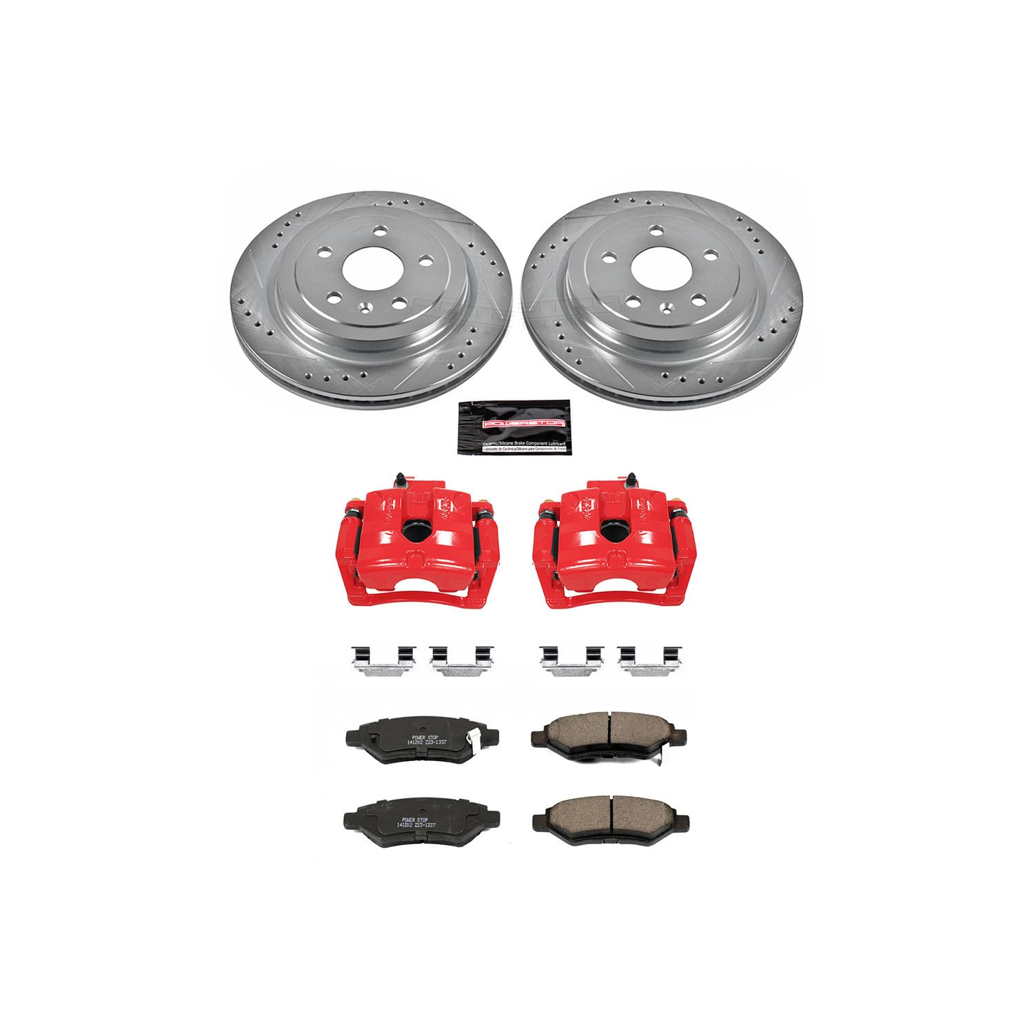 Power Stop Z23 Evolution Sport KC3072 Brake Kit with Powder Coated Calipers (Brake Pads, Drilled/Slotted Rotors) For Chevrolet Camaro 2010-2015 [Model Specific]