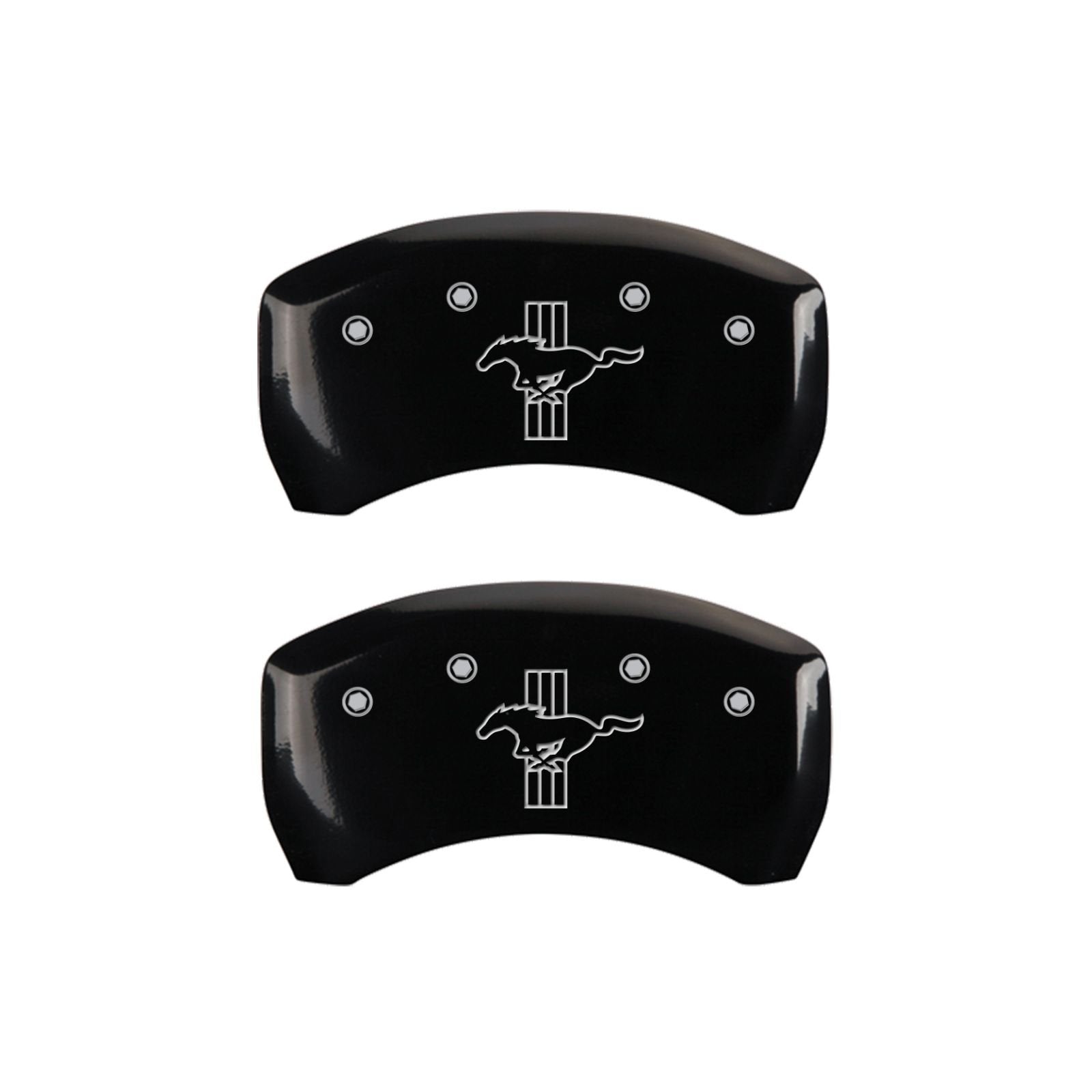 MGP Caliper Covers 10201SMB2BK Brake Covers Black Engraved with Silver Mustang/Bar & Pony (2015) (Set of 4)