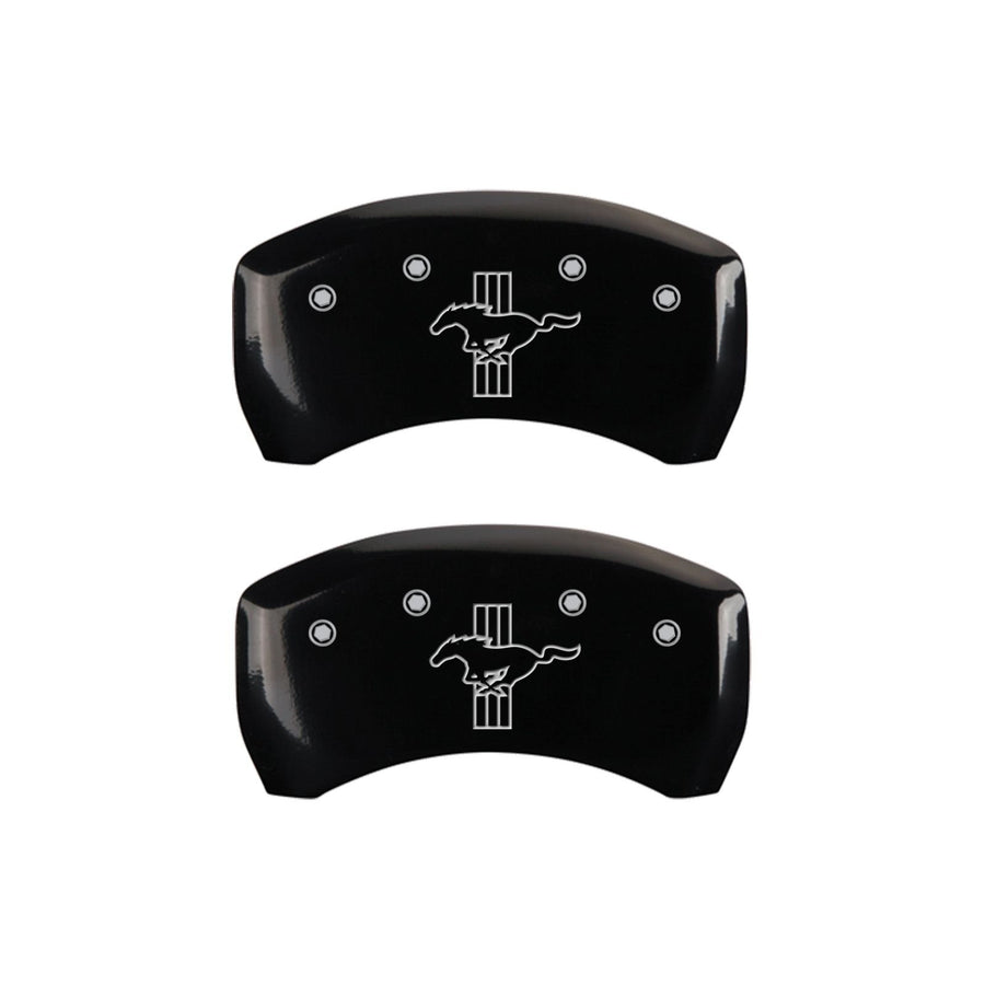 MGP Caliper Covers 10201SMB2BK Brake Covers Black Engraved with Silver Mustang/Bar & Pony (2015) (Set of 4)