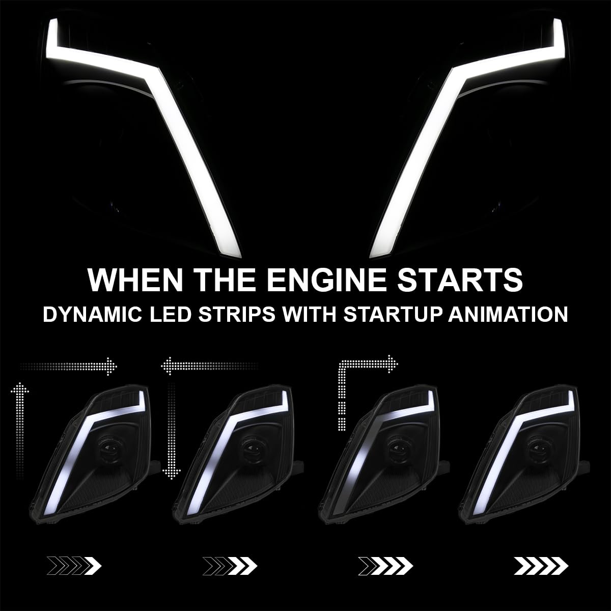 Black Smoke SPEC-D TUNING Sequential LED Tube Signal Projector Headlights and Startup Animation Compatible with 2006-2009 Nissan 350Z, Left + Right Pair Headlamp Assembly