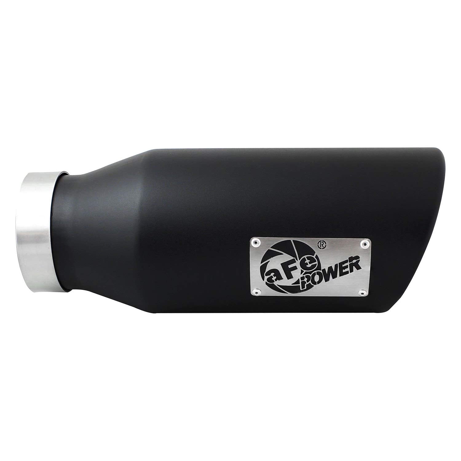 4" Inlet aFe Power 49T40606-B15 x 6" Outlet x 15" Length Stainless Steel Black Bolt-On Exhaust Tip