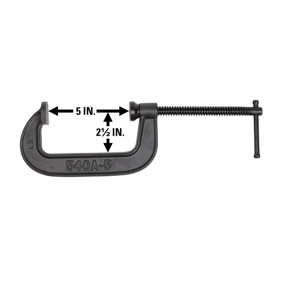 C-Clamp Wilton, 5" Opening, 2-1/2" Throat, 2250 Lbs. Clamping Force (Model 540A-5)