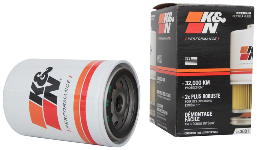 K&N Oil Filter Premium: 20,000 Mile Engine Protection with Wrench Off Nut: Compatible with Select FORD/AUDI/VOLKSWAGEN/MERCURY (See Product Description for Full List of Compatible Vehicles), HP-3001