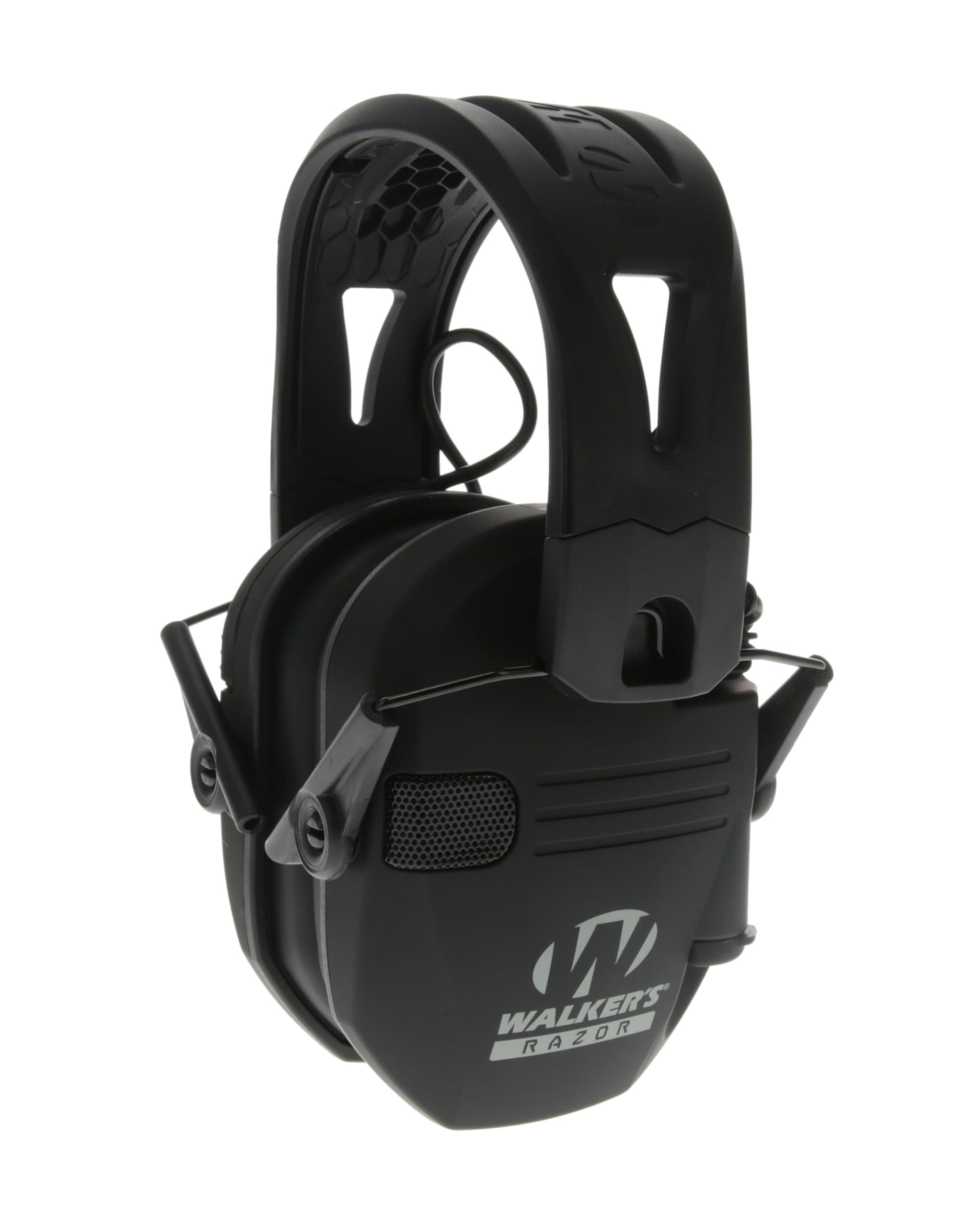 Walker's Tacti-Grip Razor Earmuffs- Black, High Performance Silicone Composite Slip Free Headband- Natural Sound Clarity Full Dynamic Range 23 NRR
