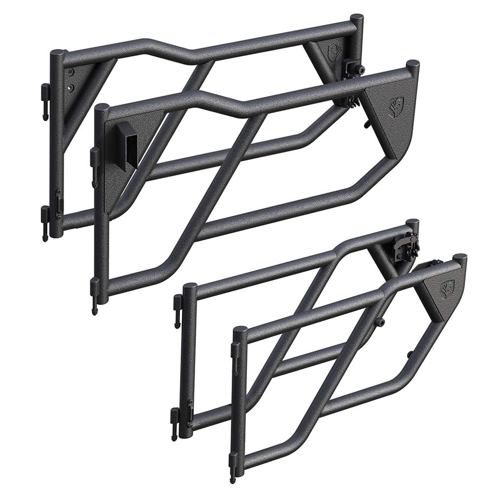 Tyger Auto Tubular Doors TG-DR4J62288 Compatible with 2007-2018 Jeep Wrangler JK (NOT JL) 4-Doors | Textured Black | Mirror Mount | Front & Rear Door Set