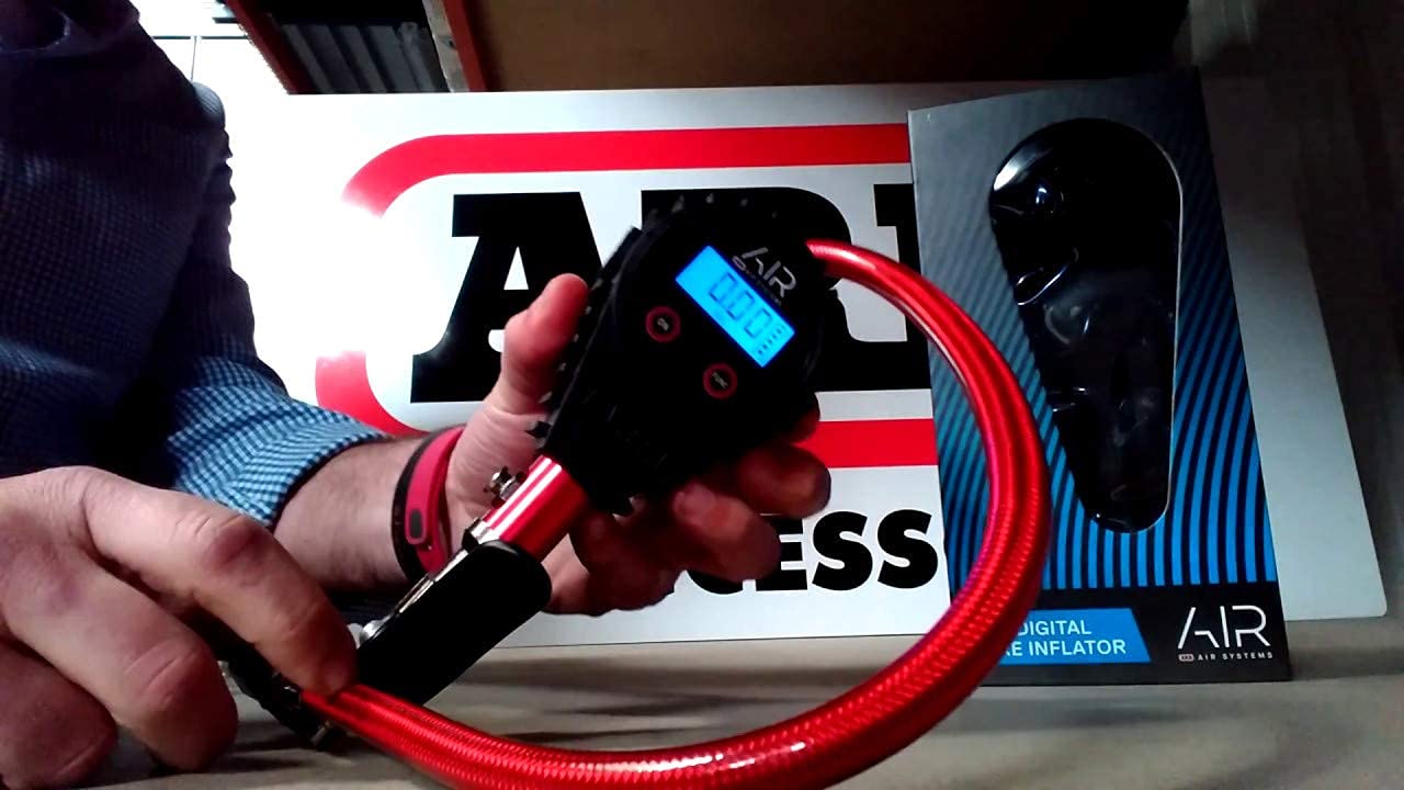 ARB Digital Tire Pressure Gauge ARB601 with Braided Hose and Chuck, Inflator and Deflator 25-75 PSI Readings