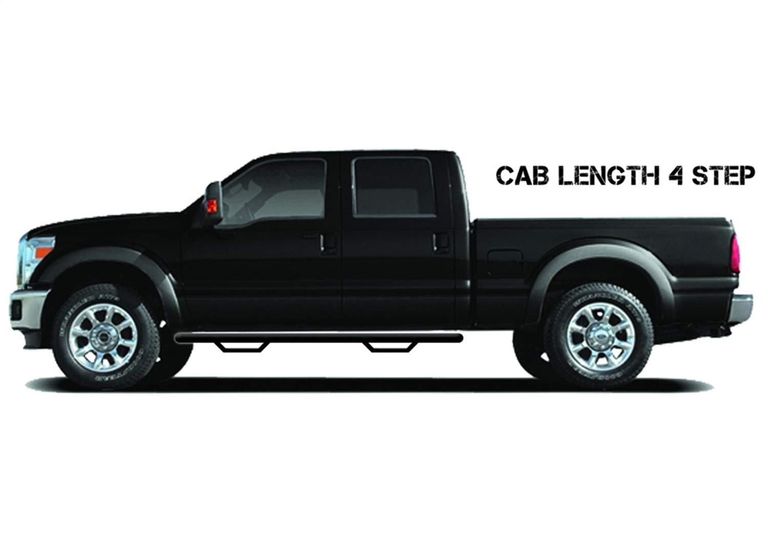 Cab Length N-Fab F1777QC Nerf Step Bar Gloss Black 3 in. Tube 2 Steps Per Side Sold As Pair