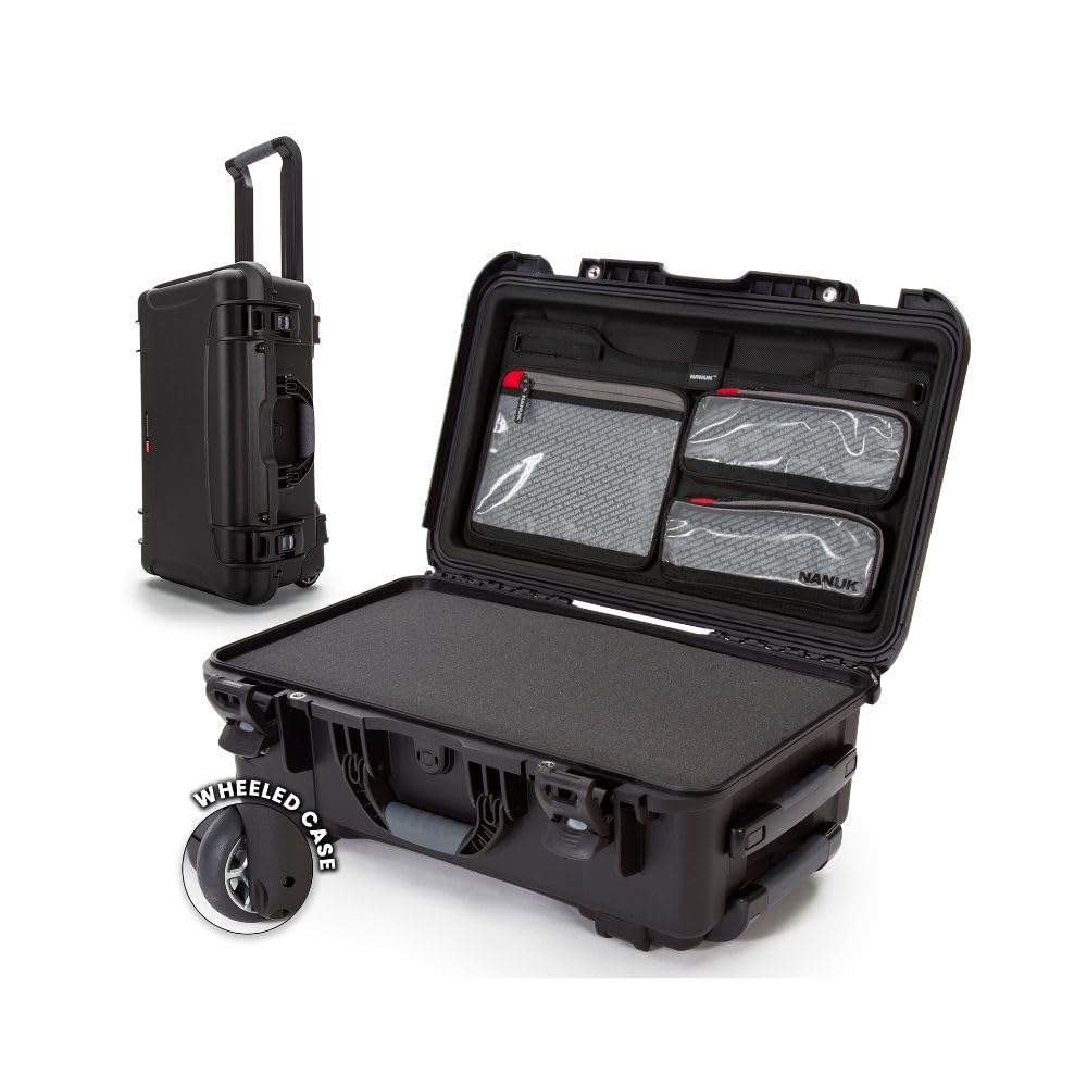 Hard Case NANUK 935 with Cubed Foam and Lid Organizer – Waterproof Protective Equipment Case with Wheels, 22” x 14” x 9” – Dustproof, Airline Carry-On Approved – Black