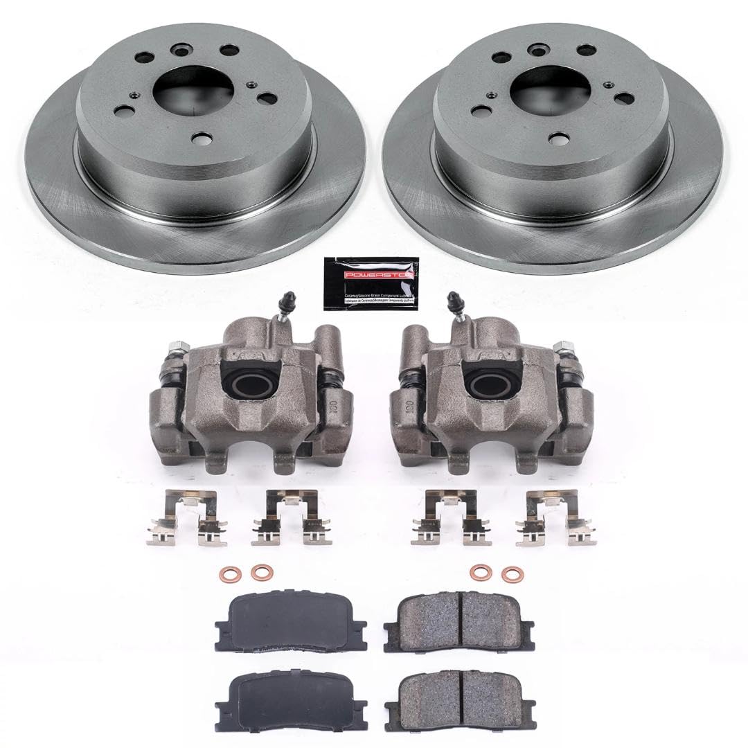 Power Stop Autospeciality Replacement Rear Caliper Kit- OE Rotors, Ceramic Brake Pads, Calipers