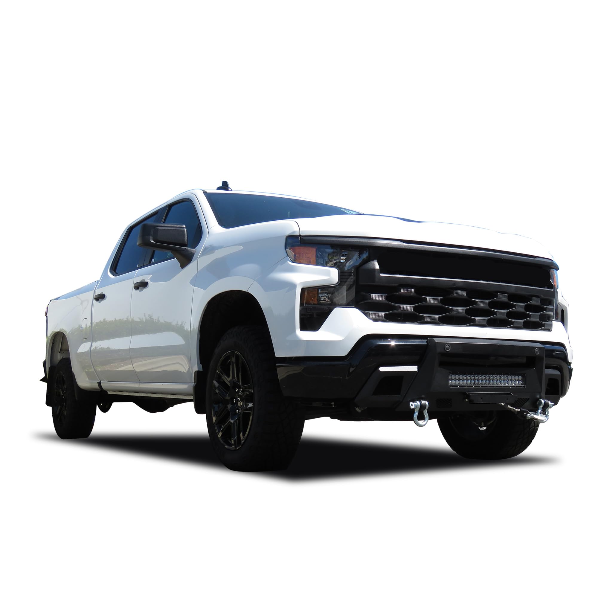 Heavy Duty Black Horse Armour III Front Winch Bumper Kit & Winch Textured Black Compatible with 2022-2024 Chevrolet Silverado 1500-AR3HD06-W12