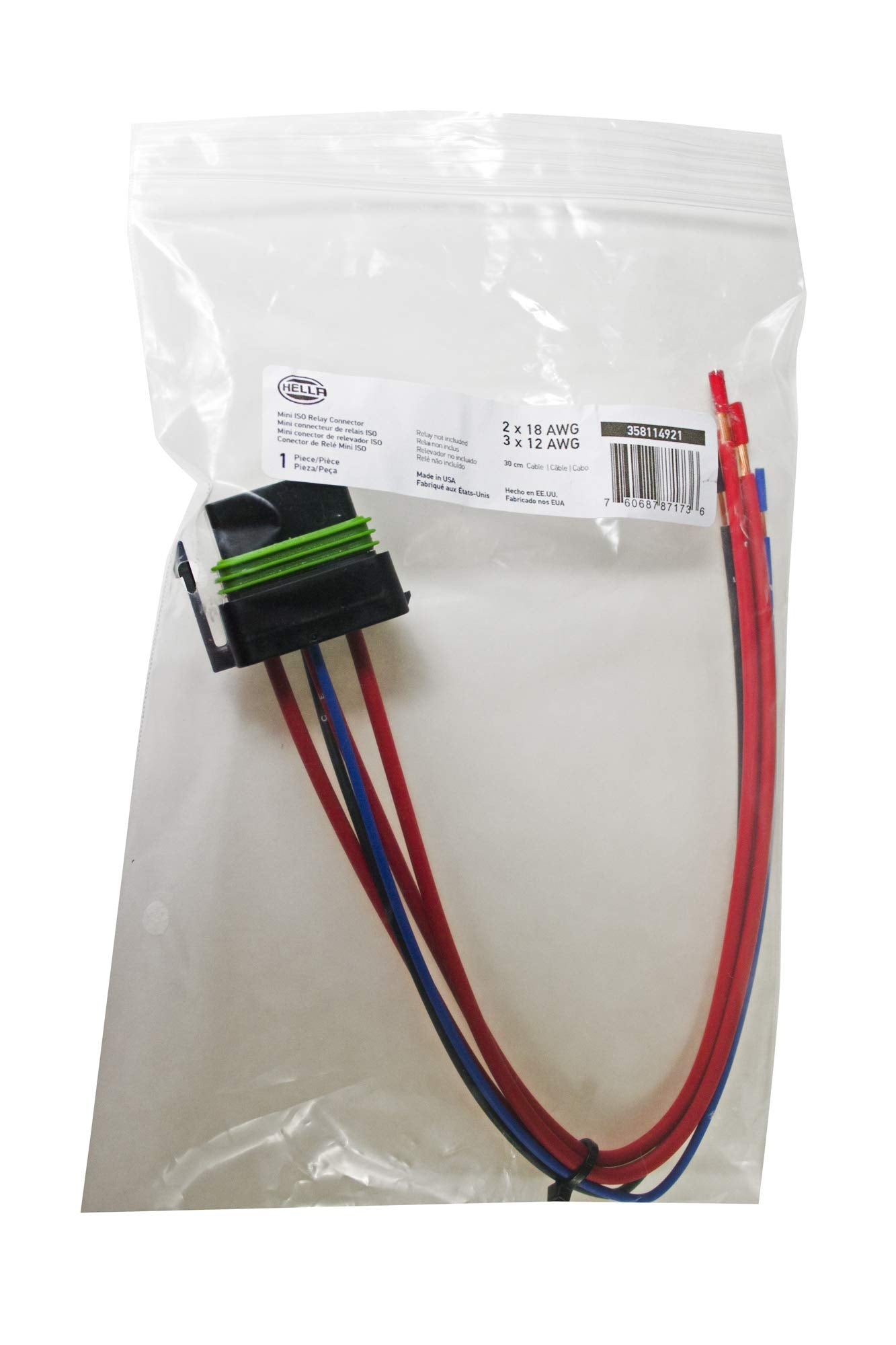 HELLA Pig-Tail Wire Harness H84709001 for Mini ISO Weatherproof Relays