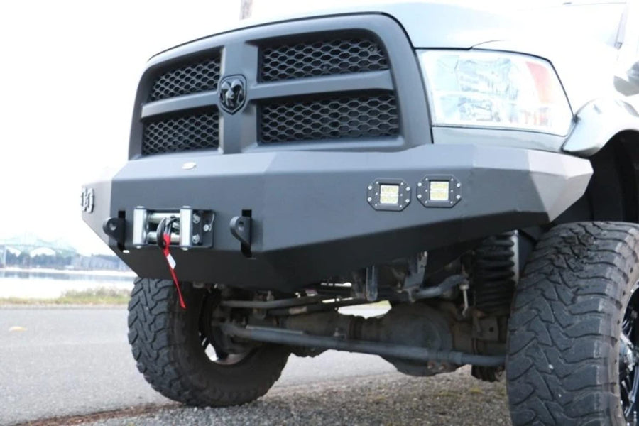 FBDR2-02 | DV8 Offroad | Front Bumper fits 2010-2018 RAM 2500/3500 Trucks | 3pc Modular Construction | Integrated Winch Mount | LED Lights Included