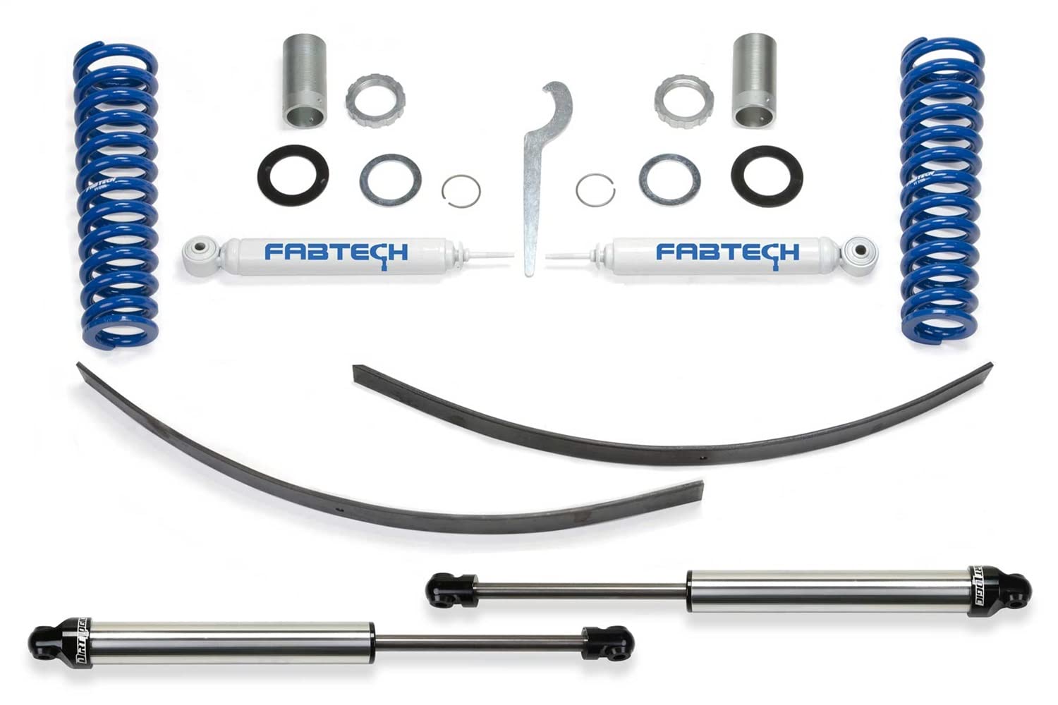 Fabtech K7015DL Coilover Basic System w/DLSS Shocks 0-3.5 in. Lift Incl. Coils Rear Shocks Add-A-Leafs All Required Hardware Basic Coilover System