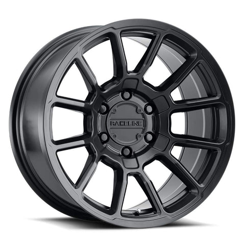 950B Raceline Wheels GAUGE Wheel Satin Black 18X9"5X127 Bolt Pattern +18mm Offset/(5.57"B/S) Split Spoke Aluminum Passenger Car Wheels, Full Size Replacement Black Car Rims