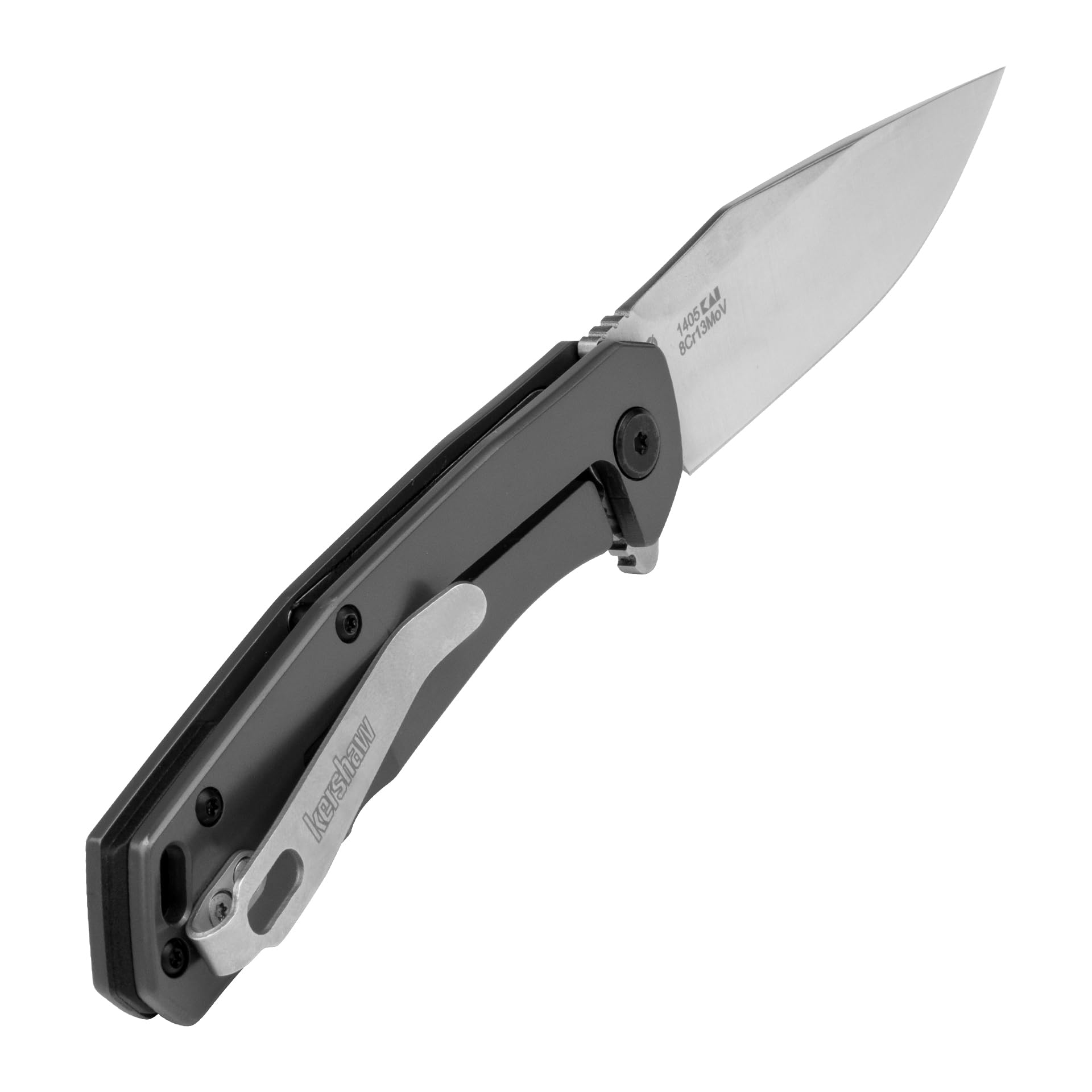 Kershaw Pocket Knife Align, Gray Design, 3.15 Inch Stainless Steel Clip Point Blade, EDC with Assisted Opening, Reversible Pocketclip, Everyday Carry Pocket Knife for Men and Women