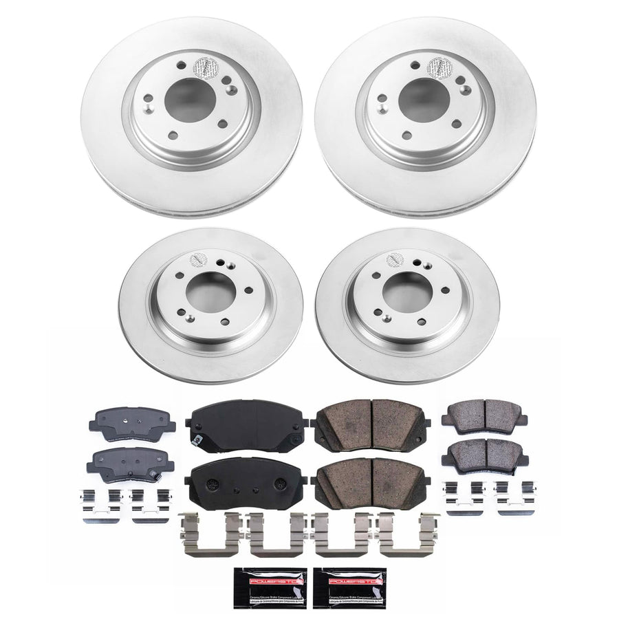 Power Stop CRK9168 Brake Kit For Kia Optima 2020 Front and Rear Geomet Coated Brake Rotors and Pads
