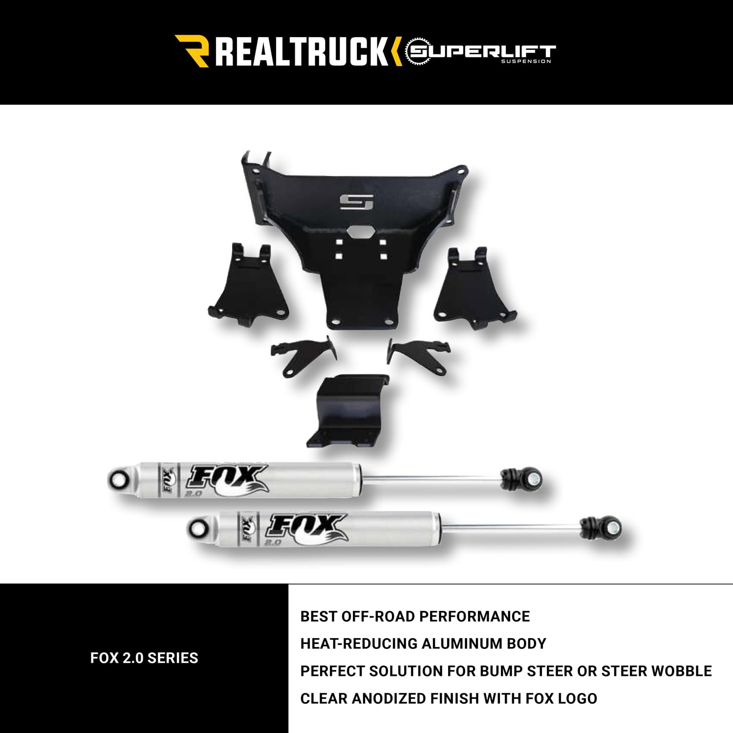 SUPERLIFT SUSPENSION RealTruck Dual Steering Stabilizer Kit for Ford F-450/F-550 | Fox 2.0 Cylinders | 92766 | Fits 2017-2024 Ford F-450/F-550 with No Lift to Any Lift Height