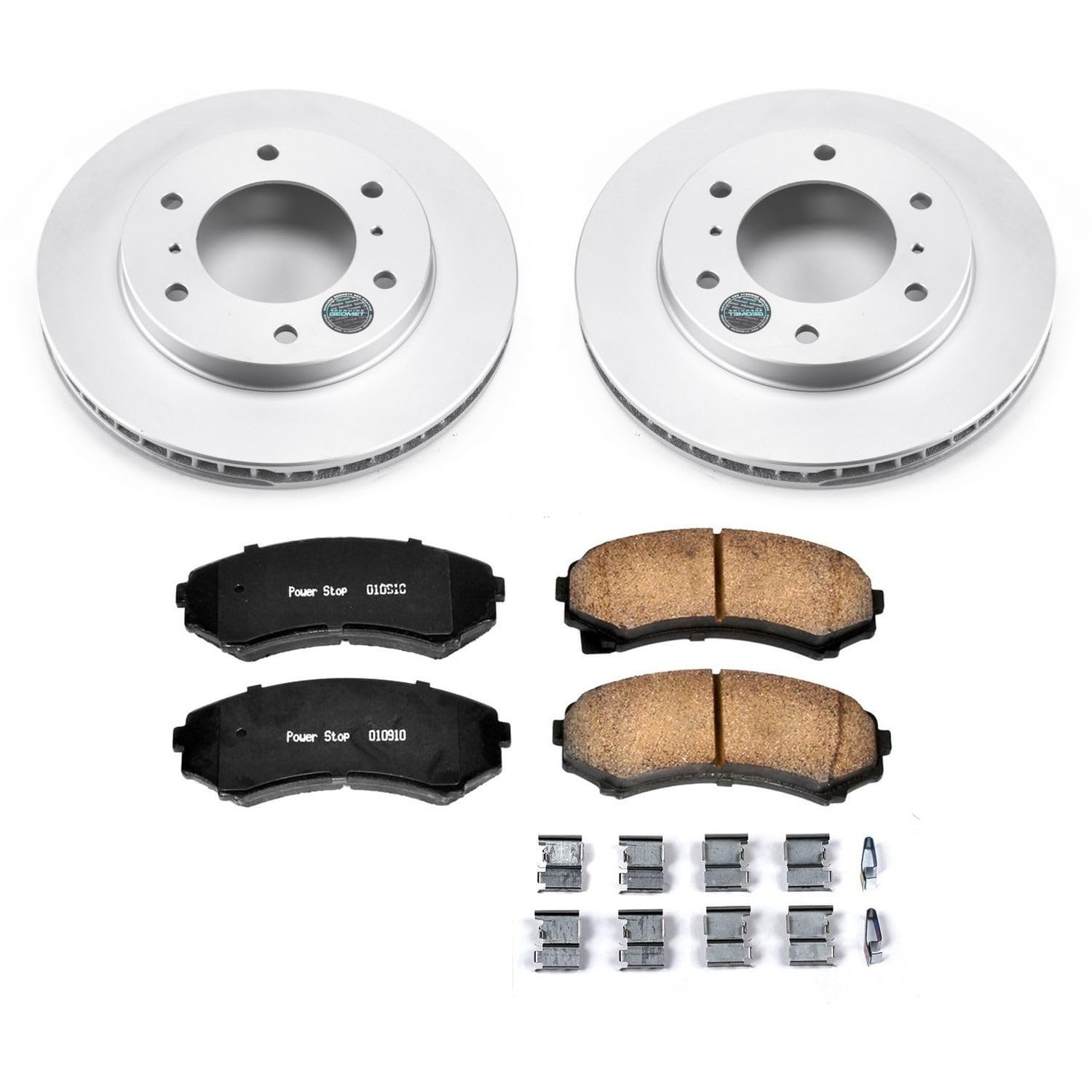 Power Stop Z17 CRK148 Evolution Coated Rotor Front Brake Kit- Coated Brake Rotors and Ceramic Brake Pads For Mitsubishi Montero 2001-2006 [Model Specific]