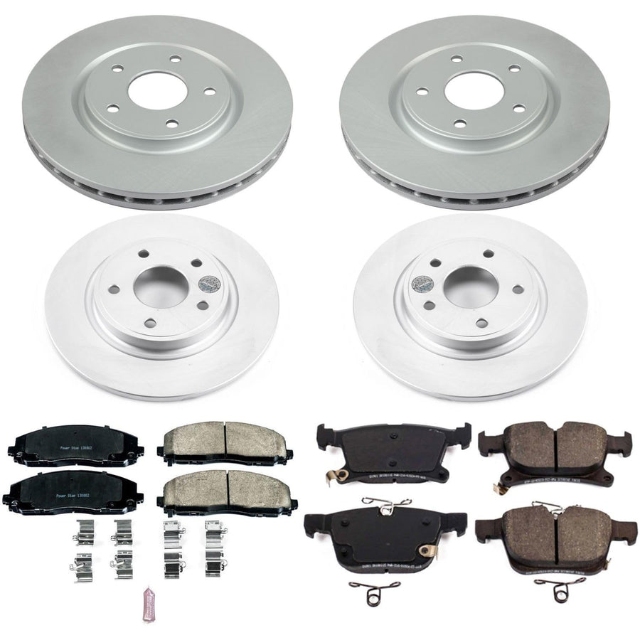 Power Stop Coated Rotor CRK7841 Front & Rear Brake Kit- Coated Brake Rotors and Z17 Ceramic Brake Pads