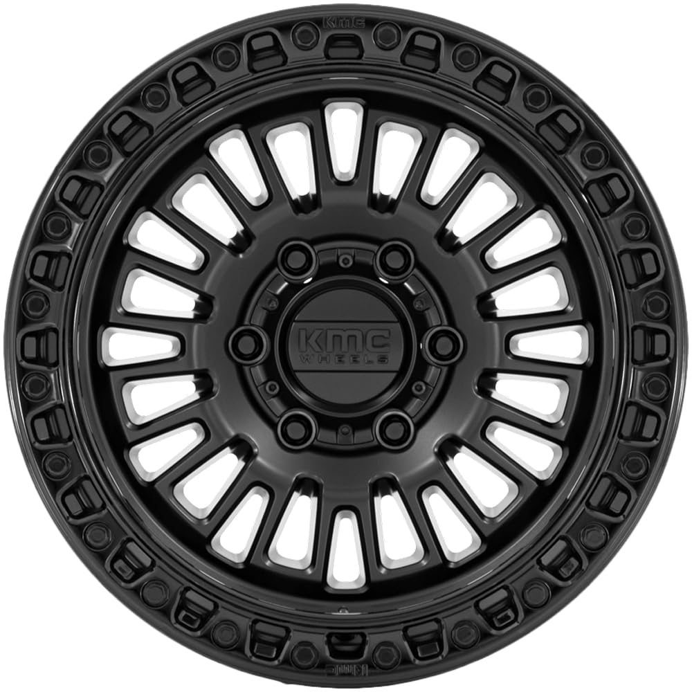 KMC 17X8.5 AZTEC 6X5.54.75 0mm MATTE BLACK W/GLOSS BLACK LIP - KM554MB17856800