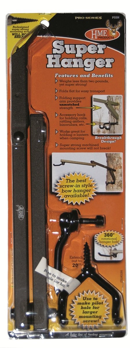 HME Secure Easy-to-Attach Pro Series Super Bow Hanger w/Usual and Dual-Prong Accessory Hooks, Super-Strong Machined Mounting Screw