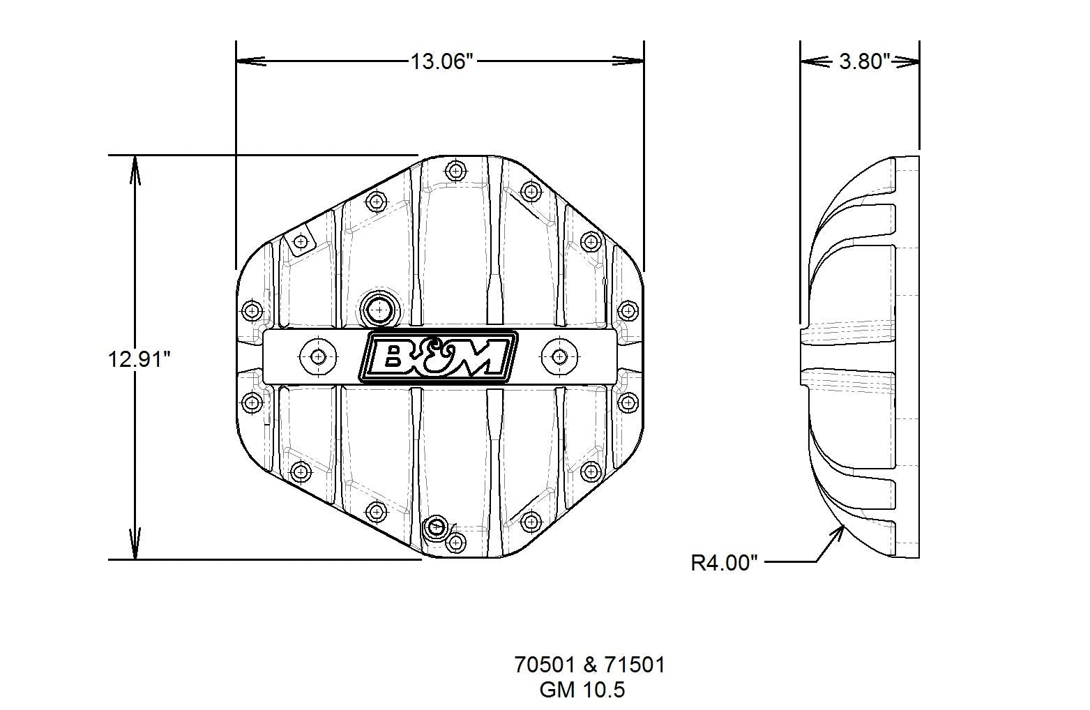 10.5" B&M Cast Aluminum 14-Bolt Rear End Differential Cover