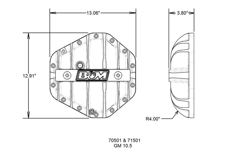 10.5" B&M Cast Aluminum 14-Bolt Rear End Differential Cover