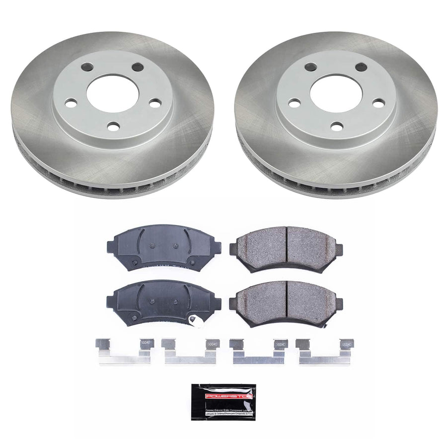 Power Stop Front Brake Kit SC2553 With Semi-Coated Brake Rotors and Ceramic Brake Pads & Hardware For Century Lesabre Regal | Intrigue Silhouette |Bonneville Grand Prix [Application Specific]