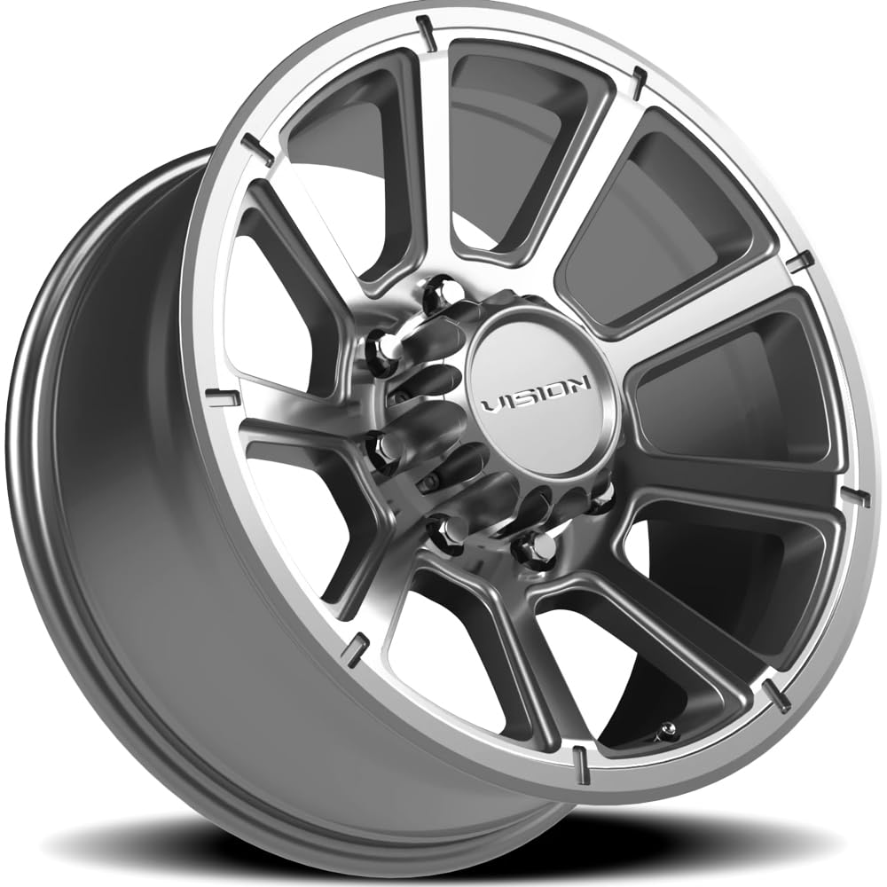 17" Inch VISION 8x165.1 Wheel Rim Turbine 353 +18mm Grey Machined