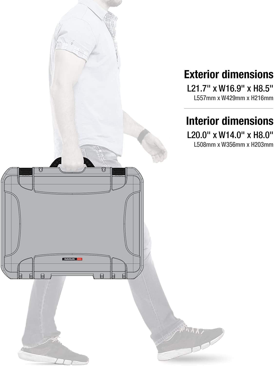 Waterproof Nanuk Hard Case with Foam Insert - Silver, 940-1005