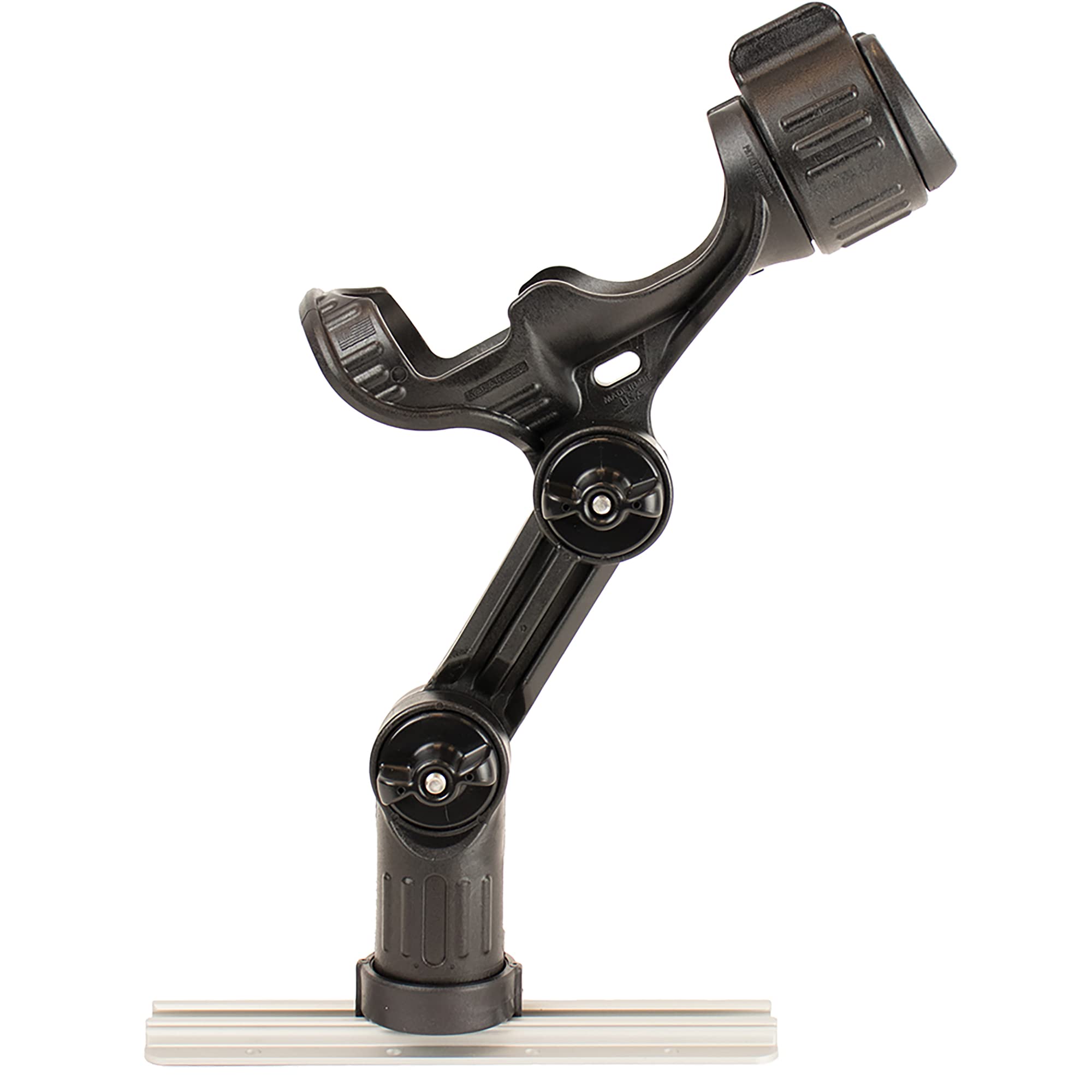 YakAttack Rod Holder Omega Pro | Track Mount Fishing for Kayak & Boat | Secure & Adjustable LockNLoad System | Compatible with Spinning, Casting, Fly Reels | Kayak Track Mount Accessories