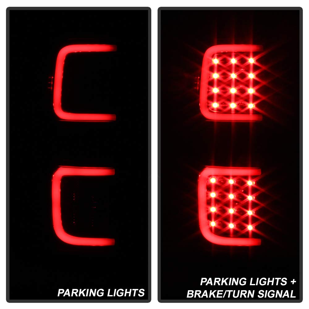 Black Fiber Optic Led Tail Lights Spyder 5082169 Alt-On-Ff15009-Lbled-Bk