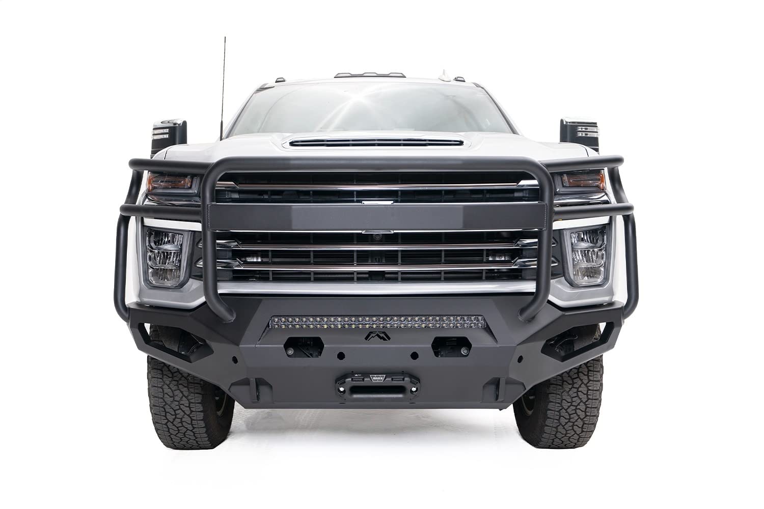 Fab Fours Matrix CH20-X4950-B Full Width Raw Front Winch HD Bumper with Brush Guard
