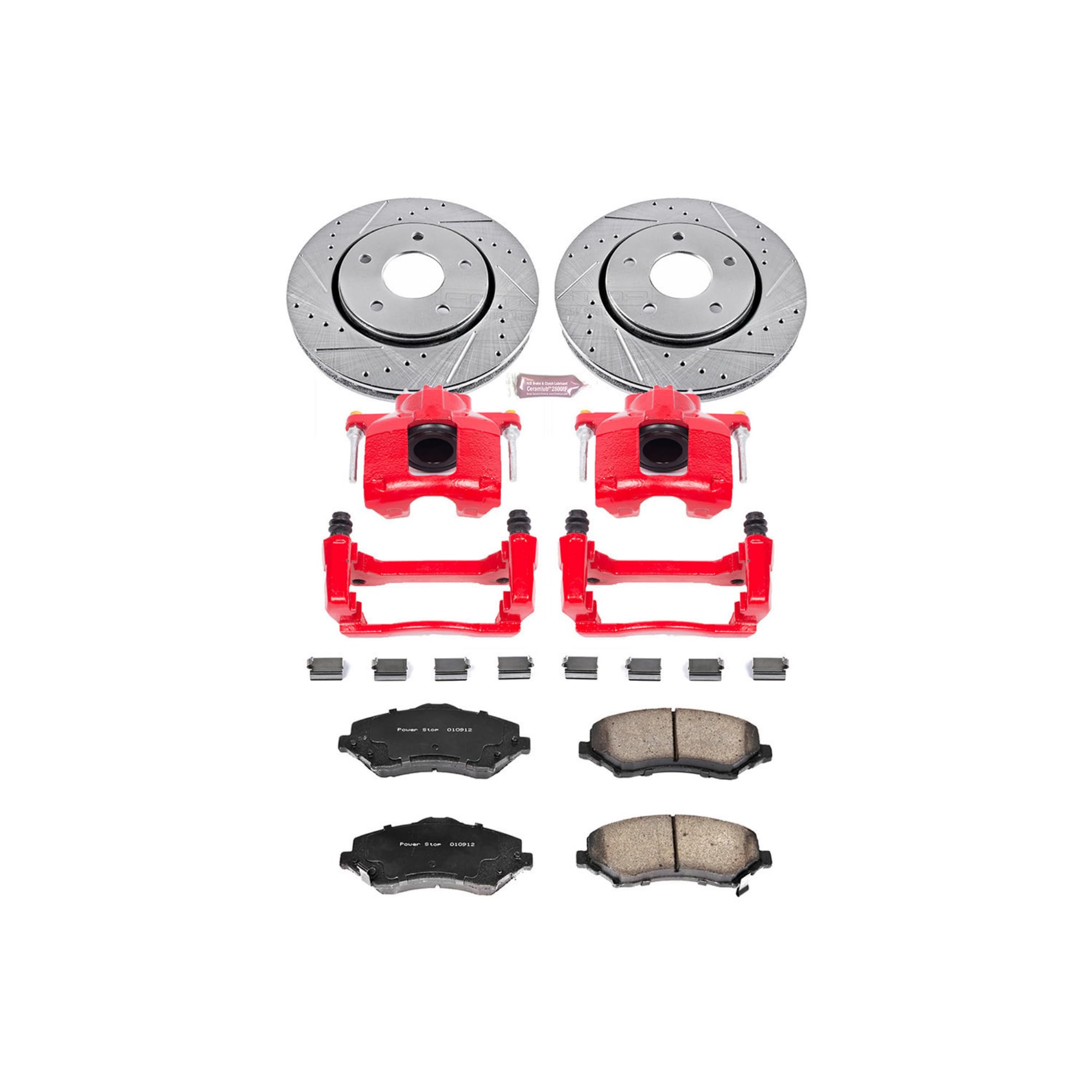 Power Stop Z23 Sport KC3118 1-Click Brake Kit with Powder Coated Calipers (Brake Pads, Drilled/Slotted Rotors) For Chrysler Town & Country, Dodge Grand Caravan, Ram C/V, VW Routan [Model Specific]