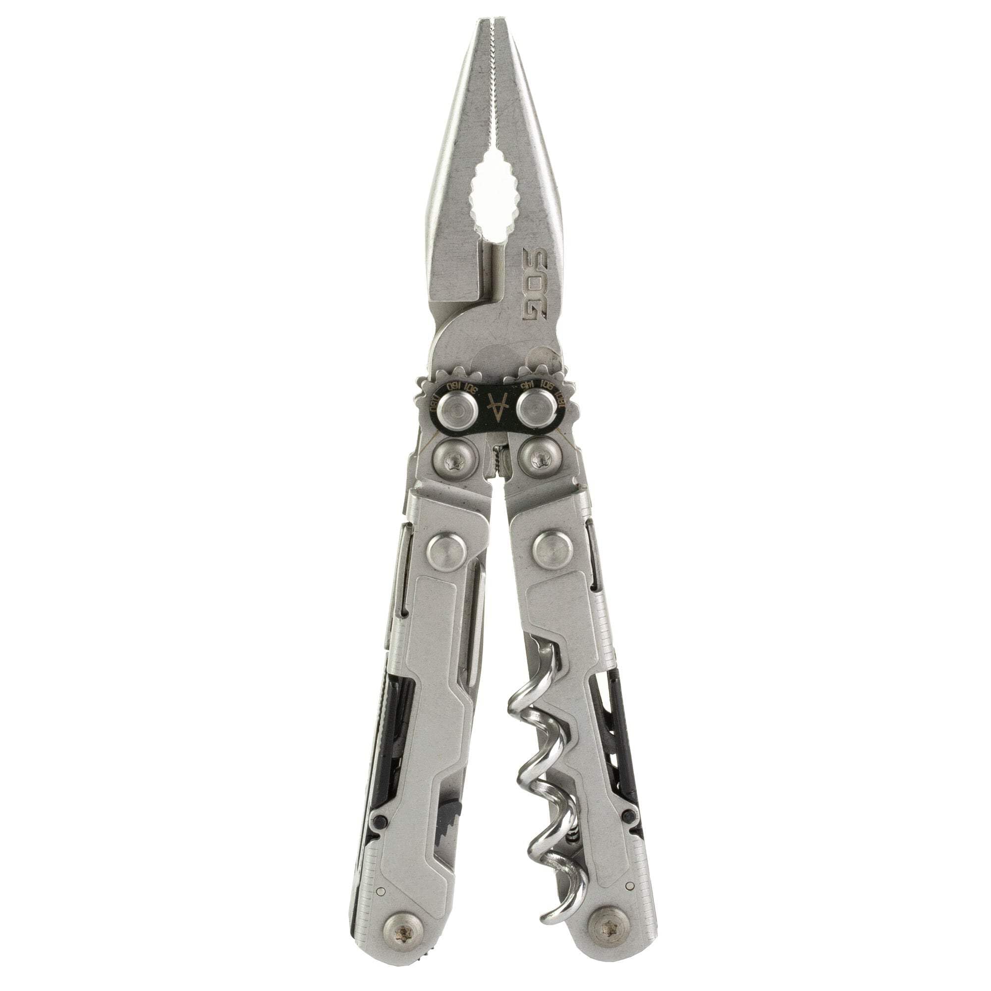 SOG Mini PowerLitre Utility Multi-Tool w/ 19 Lightweight Tools, Compact 5 Inch Long Utility Tool with Knife, Screwdriver, Hex Bit Holder, Stone Wash