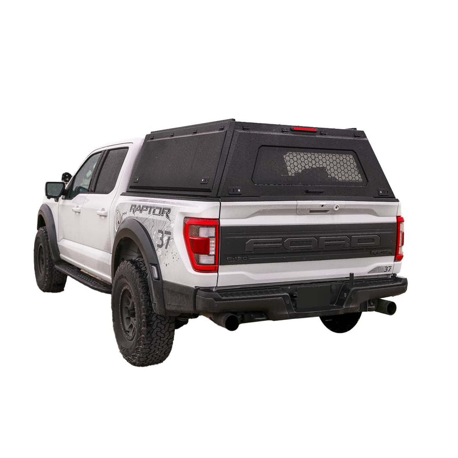Truck Cap Overland Vehicle Systems Expedition W/Full Wing Doors, Front and Rear Windows & 3rd Brake Light Full Bolt On (Compatiable with Ford F-150-5.5 ft. Bed)